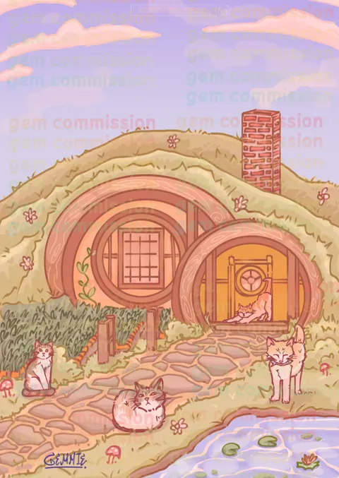 Pebble_Hobbit_Cat_House_Commission