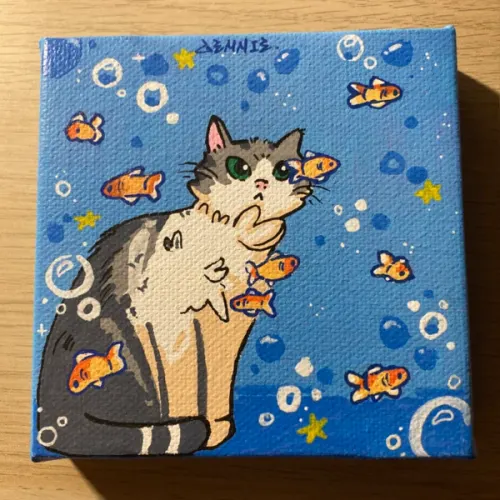 Cat with Goldfish