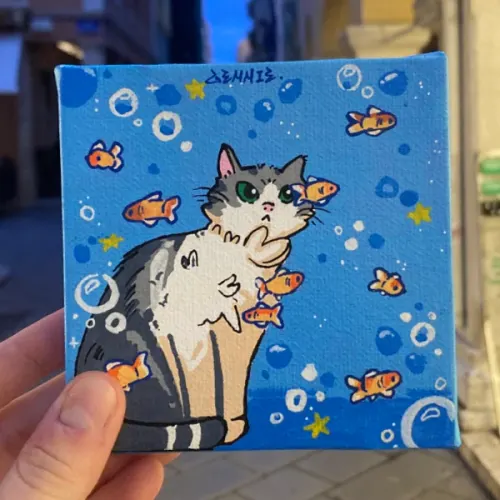Cat with Goldfish